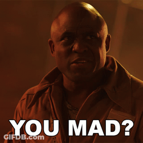 Man In Orange Jacket Saying You Mad GIF