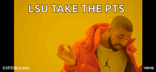 Man In Orange Jacket Says LSU Take The Pts GIF