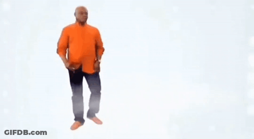 Man In Orange Shirt And Blue Jeans GIF