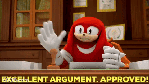 Man In Orange Shirt Holding Arm GIF
