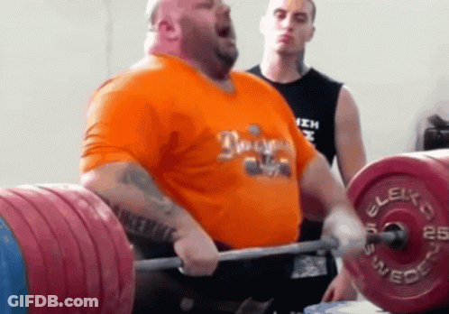 Man In Orange Shirt Lifting Barbell Saying Swede GIF