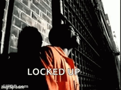 Man In Orange Shirt Saying Locked Up GIF
