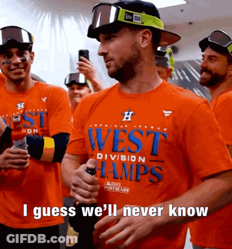 Man In Orange Shirt Saying West Division Champs GIF