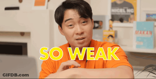 Man In Orange Shirt Says So Weak In Yellow GIF