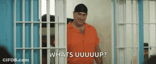 Man In Orange Shirt Whats Uuuuuuup GIF