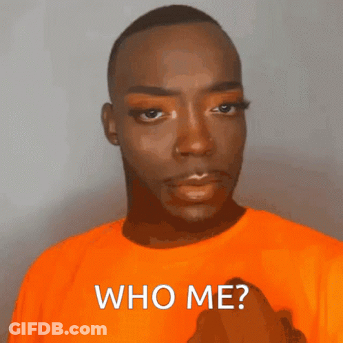 Man In Orange Shirt Who Me GIF