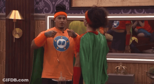 Man In Orange Shirt With BB GIF
