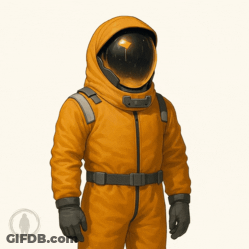 Man In Orange Suit Holding No Sign GIF