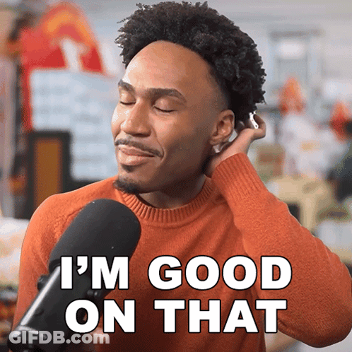 Man In Orange Sweater Saying I'm Good On That GIF
