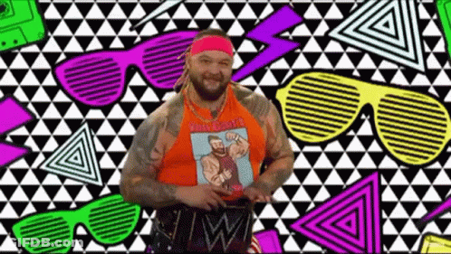 Man In Orange Tank Top With Sunglasses And Lightning Bolt GIF