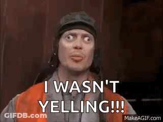 Man In Orange Vest And Hat Saying I Wasn't Yelling GIF