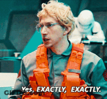 Man In Orange Vest Saying Yes Exactly Exactly GIF