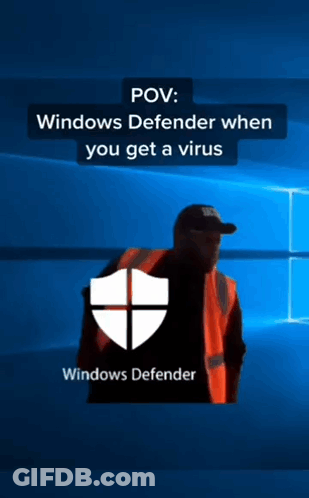 Man In Orange Vest With Windows Logo GIF