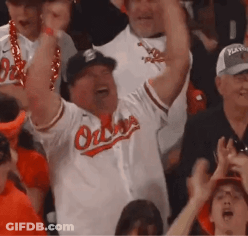 Man In Orioles Jersey Cheering GIF