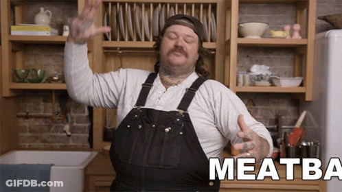 Man In Overalls Dancing In Kitchen Meatba GIF