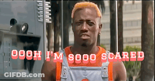Man In Overalls Says Oooh I'm So Scared GIF