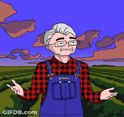 Man In Overalls With Spoopel GIF