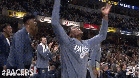 Man In Pacers Shirt Celebrating Win GIF