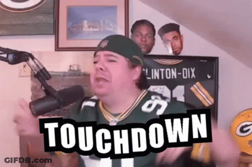 Man In Packers Jersey Saying Touchdown GIF