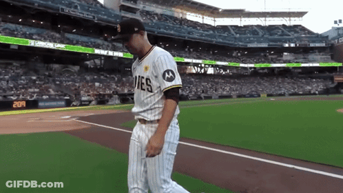 Man In Padres Jersey On Field GIF