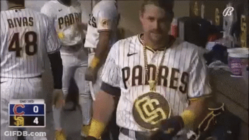 Man In Padres Jersey With Gold Chain GIF