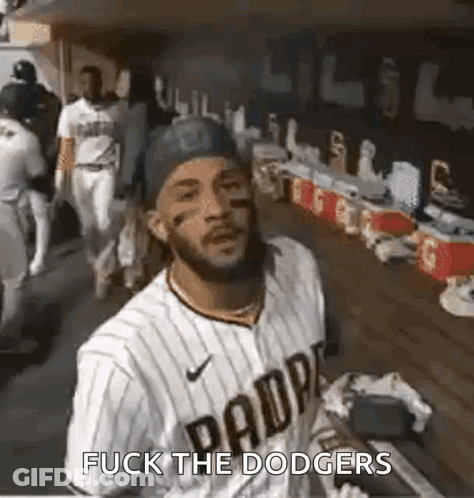 Man In Padres Uniform Says Fuck The Dodgers GIF