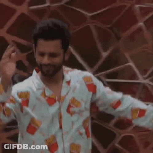 Man In Pajama Shirt With French Fries GIF