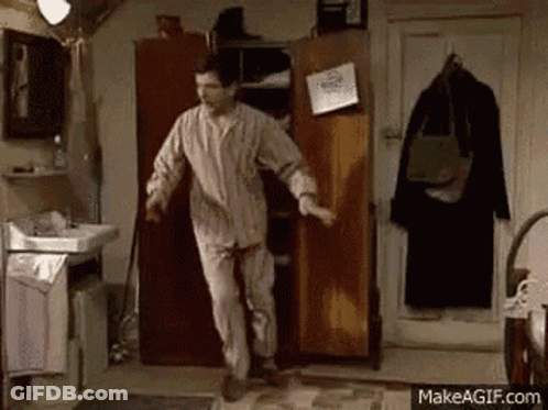 Man In Pajamas Jumping GIF