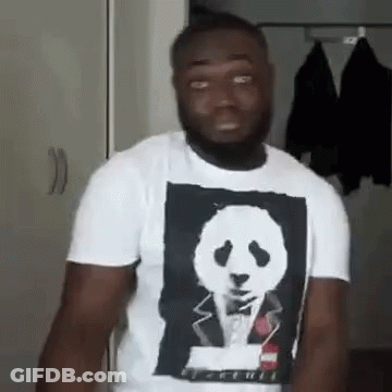 Man In Panda T-Shirt Standing In Front Of Door GIF