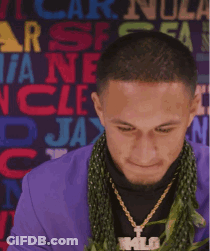 Man In Panthers Hat And Purple Jacket GIF