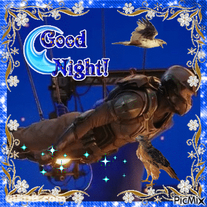 Man In Parachute With Words Good Night GIF