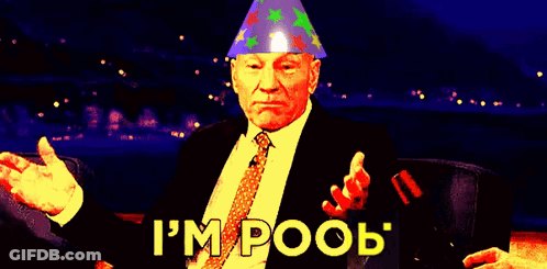 Man In Party Hat Says I'm Poob GIF