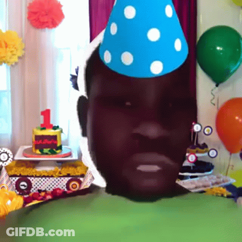Man In Party Hat With Birthday Cake Number 1 GIF