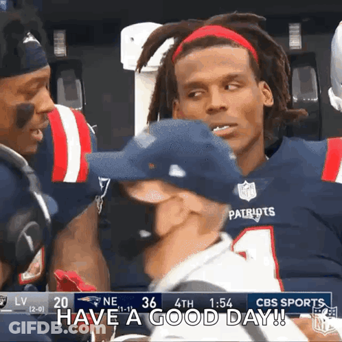 Man In Patriots Hat Says Have A Good Day GIF