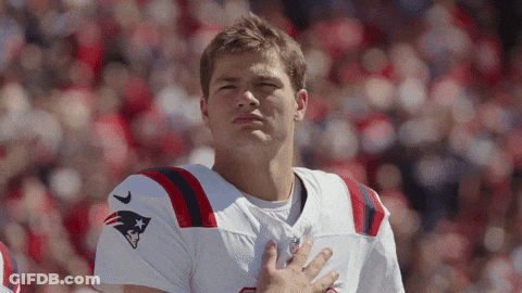 Man In Patriots Jersey Hand On Chest GIF