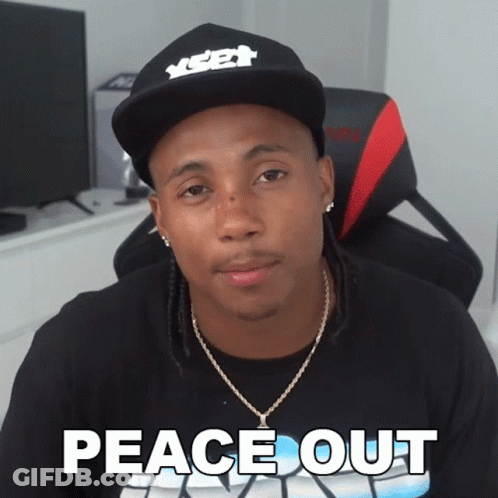 Man In Peace Out Shirt And Hat GIF