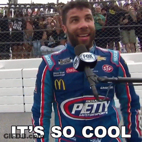 Man In Petty Motorsports Shirt At Microphone GIF