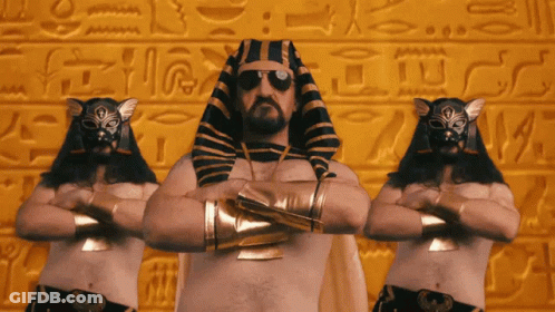 Man In Pharaoh Costume Crossed Arms GIF