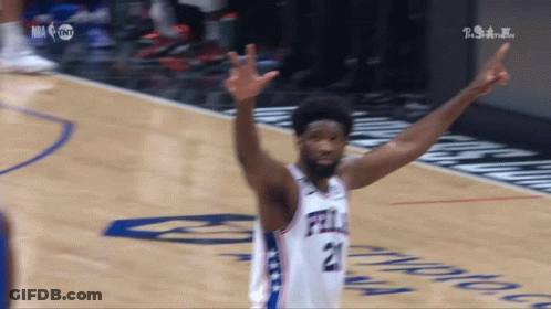 Man In Philadelphia 76Ers Jersey Giving Peace Sign GIF