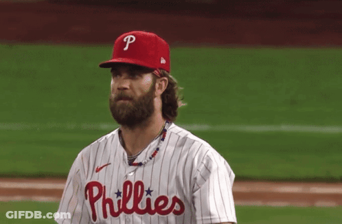 Man In Phillies Jersey And Red Hat GIF