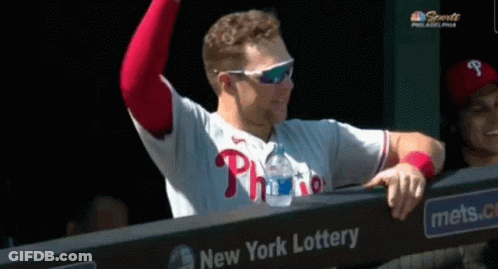 Man In Phillies Jersey And Sunglasses GIF