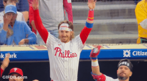 Man In Phillies Jersey Celebrating GIF