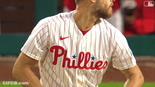 Man In Phillies Jersey On Field GIF