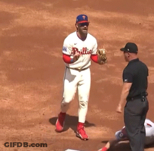 Man In Phillies Jersey Walking On Field GIF