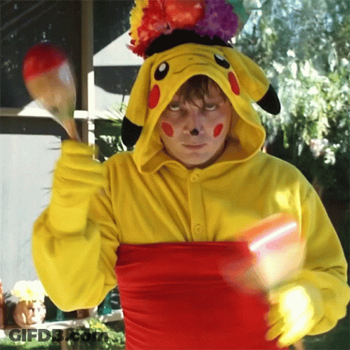 Man In Pikachu Costume Holding Maracas GIF