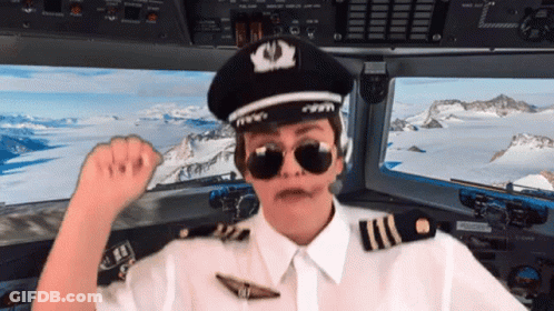 Man In Pilot's Uniform With Hat And Sunglasses GIF