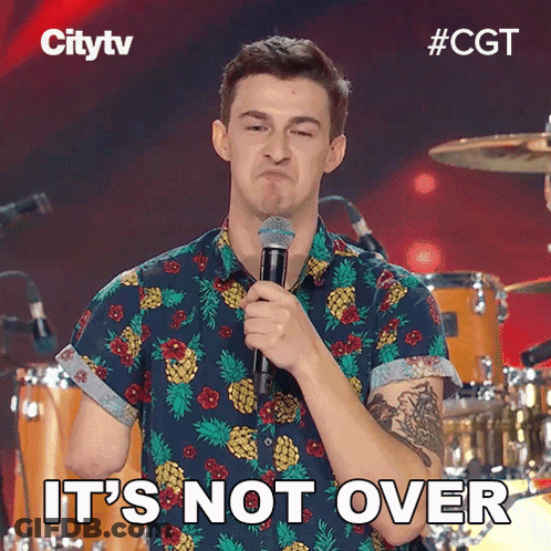 Man In Pineapple Shirt Making Face Saying Its Not Over GIF