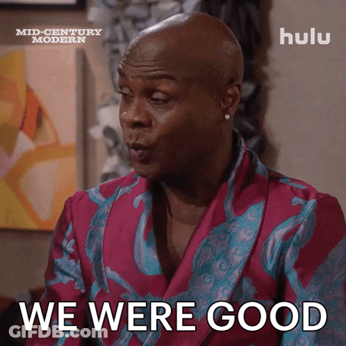 Man In Pink And Blue Robe Says We Were Good GIF