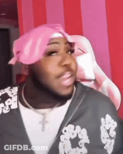 Man In Pink Bandana And Black Jacket GIF