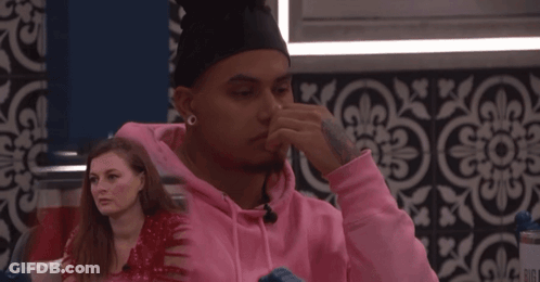 Man In Pink Hoodie Covering Face GIF